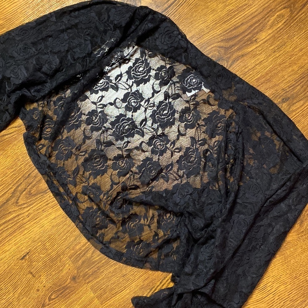 🌷 Tradition  🌷 Rose Floral Lace Stretch Open Cardigan